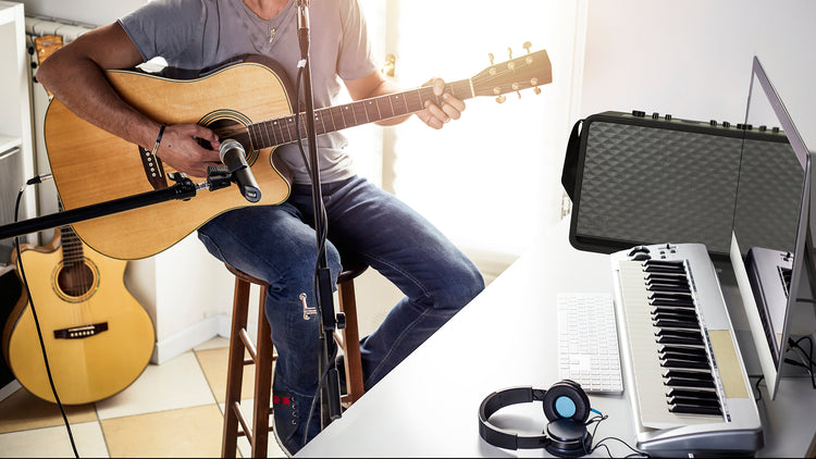 Guitarist recording son demo with Audio Fantasy Perform Anywhere series speakers